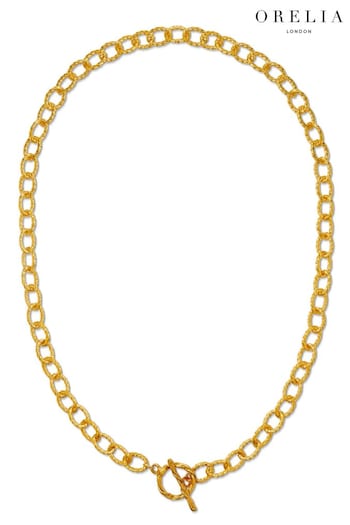 Orelia London Gold Tone Rope Interlocking T-Bar Necklace (B42454) | £30