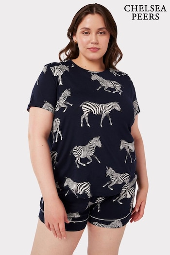 Chelsea Peers Blue Zebra Print Short Pyjama Set (B42520) | £28