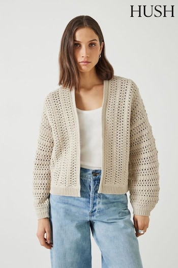 Hush Natural Pixie Knitted Edge To Edge Cotton Cardigan (B42544) | £89