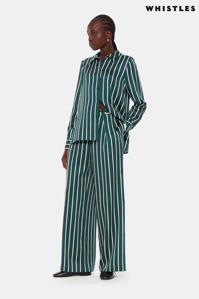 Green and best sale black striped trousers