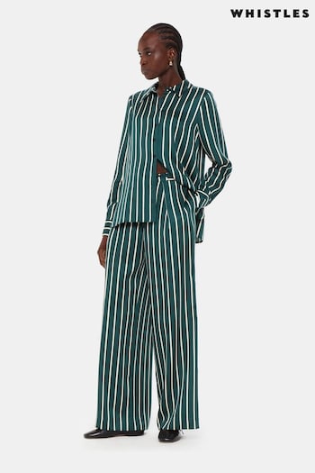 Whistles Petite Green/Multi Alex Stripe Trousers (B42565) | £99