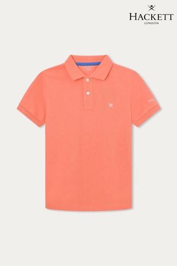 Hackett London Older Lagerfeld Orange Short Sleeve Polo Shirt (B42604) | £50