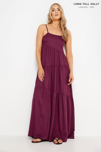 Long Tall Sally Red Strappy Tiered Maxi Dress (B42637) | £34