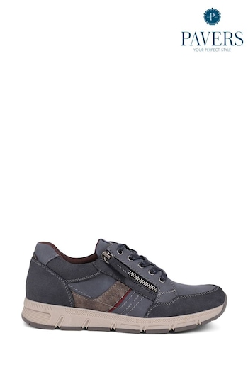 Pavers Blue Pavers Leather Accent Lace Up Brown Trainers (B42719) | £40