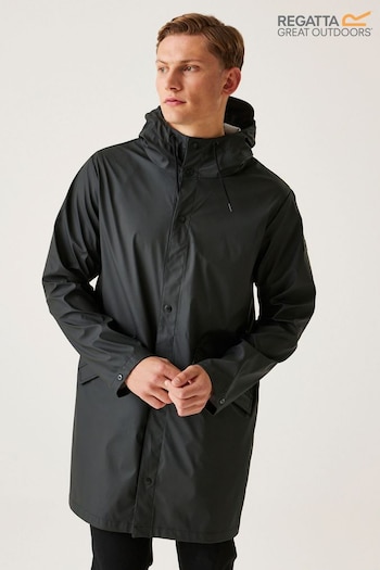 Regatta Trustan Longline PU Rain Black Jacket (B42882) | £70