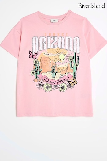 River Island Pink Girls Arizona T-Shirt (B42905) | £14