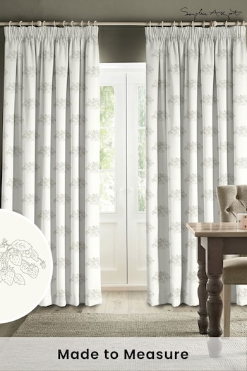 Sophie Allport Sage Green Vector Strawberry Made to Measure Curtains (B42910) | £91