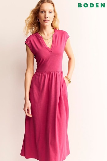 Boden Pink Chloe Notch Jersey Midi Dress (B42965) | £65