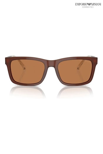 Emporio Logo Armani Ea4224 Rectangle Brown Sunglasses (B42969) | £145