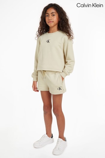 Calvin Klein Green Logo Sweatshirt Shorts Set (B43032) | £90
