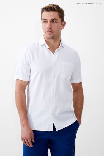 French Connection Short Sleeve Linen White Shirt (B43067) | £39