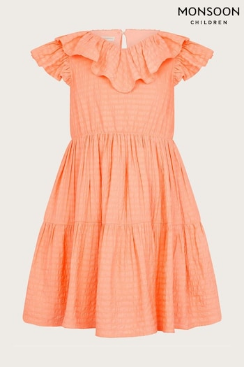 Monsoon Orange Woven Ruffle Dress (B43091) | £26 - £30