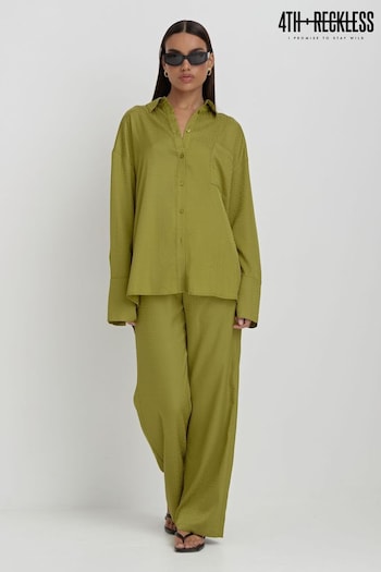 4th & Reckless Green Mimi Jacquard Satin Shirt (B43143) | £35