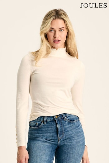 Joules Amy Cream Long Sleeve High Neck Jersey Top (B43192) | £29.95