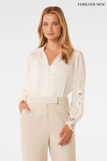Forever New White Aria Lace Mix Blouse (B43291) | £75