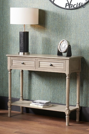 Pacific Taupe Brown Ashwell Pine Wood Console Table (B43306) | £179.99