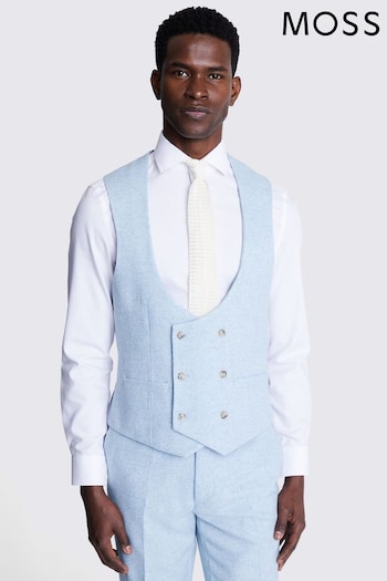 MOSS Slim Fit Light Blue Donegal Waistcoat (B43400) | £90