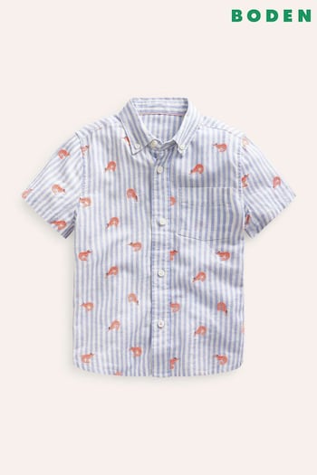 Boden Blue Cotton Linen Shirt (B43416) | £27 - £32