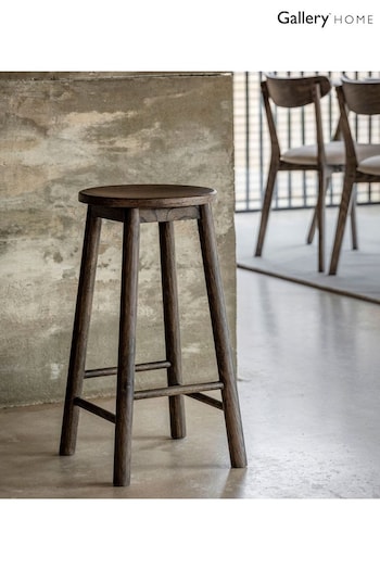 Gallery Home Dark Wood Temara Oak Style Stool (B43515) | £120