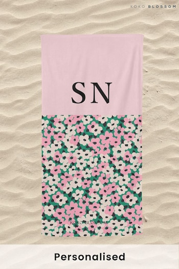Personalised Pink floral Beach Towel by Koko Blossom (B43523) | £30