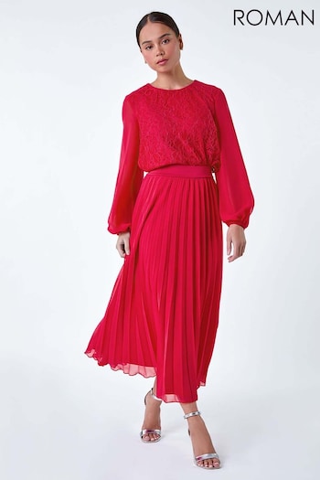Roman Pink Pleated Premium Maxi Skirt (B43551) | £38