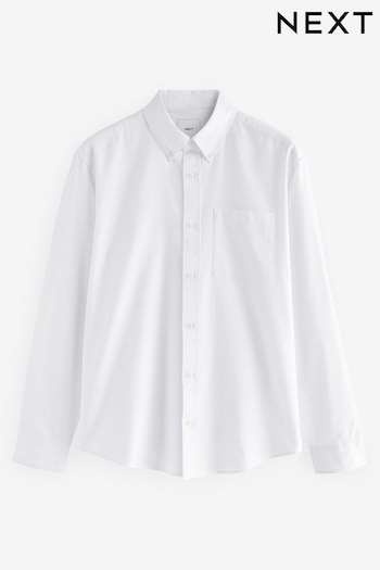 White Brushed 100% Cotton Oxford Long Sleeve Shirt (B43554) | £28