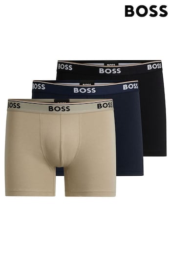 BOSS Grey Three-Pack Of Stretch-Cotton Boxer Briefs (B43659) | £42