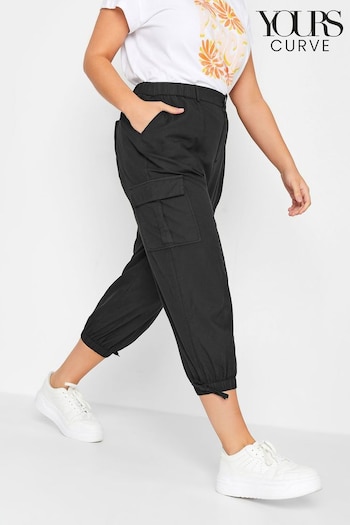 Yours Curve Black Cropped Cargo Trousers (B43781) | £29