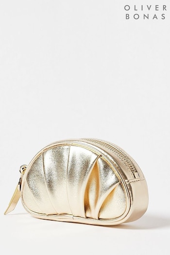 Oliver Bonas Gold Pleated Croissant Zipped Pouch (B43812) | £26