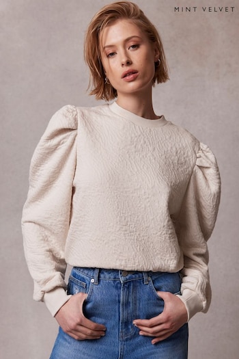 Mint Velvet Cream Neutral Cropped Sweatshirt (B43820) | £79