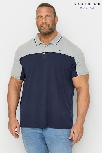 BadRhino Big & Tall Blue Cut & Sew Jersey Polo Shirt (B43941) | £26