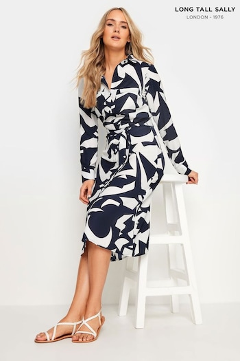 Long Tall Sally Blue Abstract Midi Shirt Dress (B43975) | £34