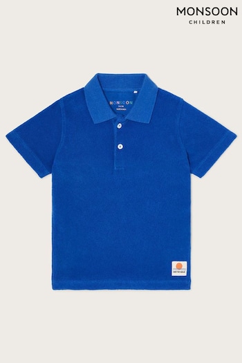 Monsoon Blue Towelling Aeronautica Polo T-Shirt (B44015) | £17 - £19