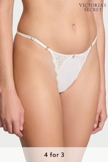 Victoria's Secret Coconut White Lace Trim G String Knickers (B44085) | £14