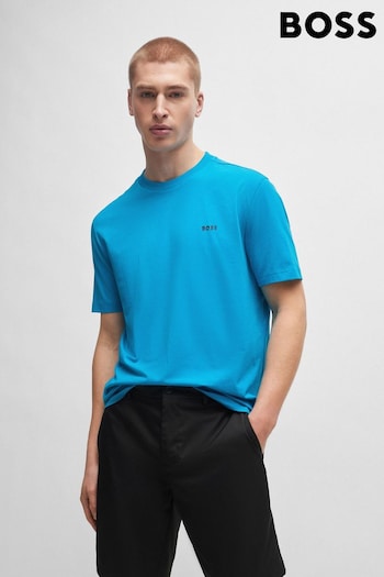 BOSS Blue Stretch-Cotton Regular-Fit T-Shirt With Contrast Logo (B44125) | £45