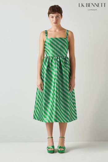 LK Bennett Green Elodie Green Metallic Geometric Dress (B44212) | £429