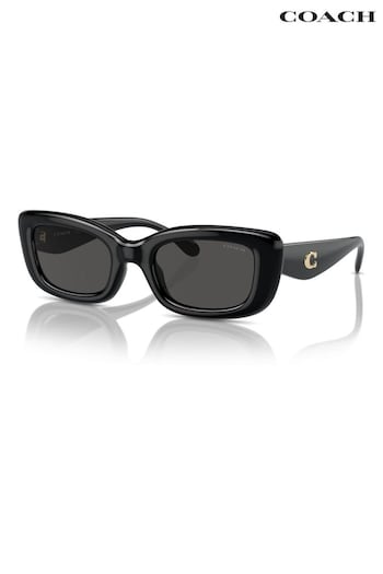 COACH Large Hc8390U Rectangle Black Sunglasses (B44247) | £124