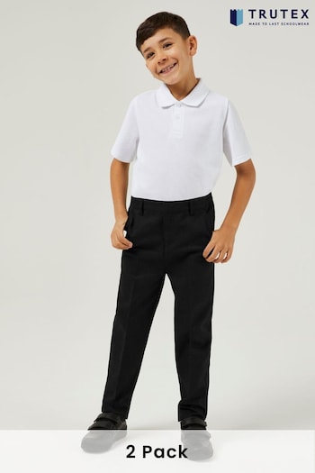 Trutex Boys Regular Leg Black 2 Pack School Trousers Talk (B44269) | £25 - £29