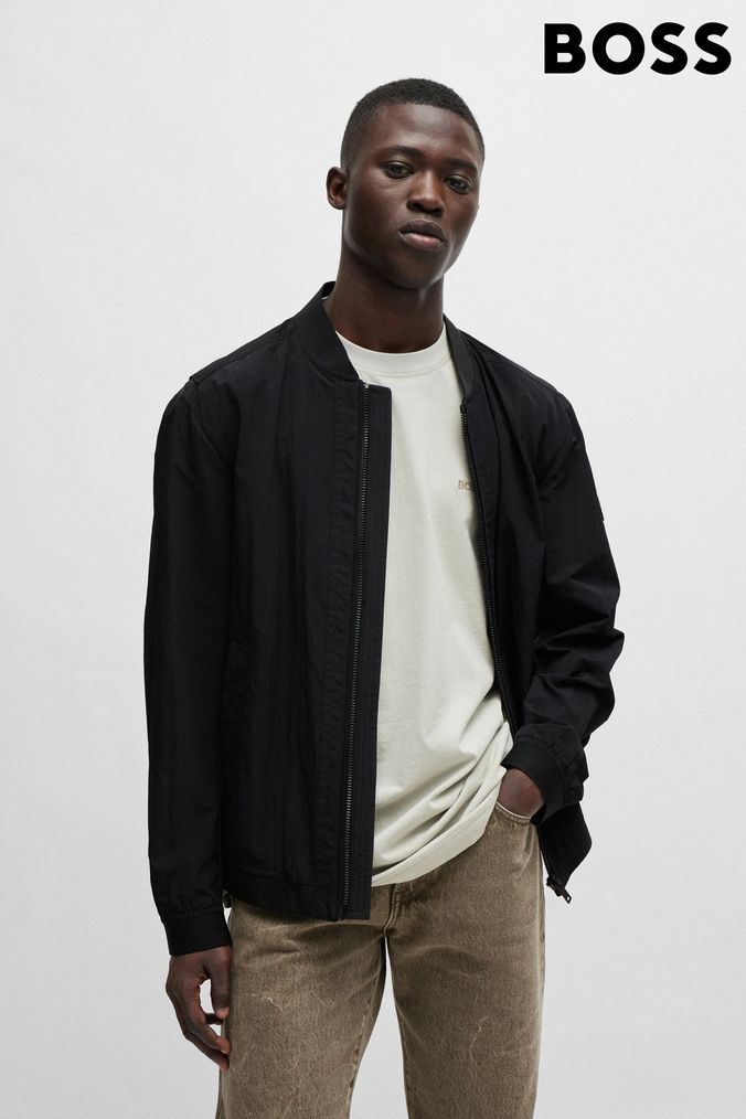 Black cotton deals bomber jacket