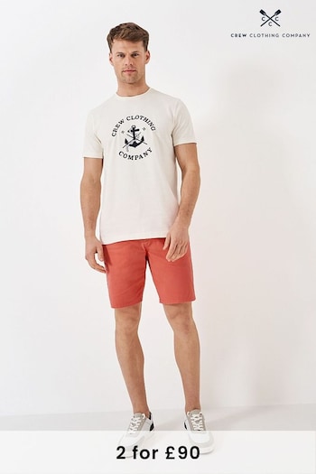 Crew Clothing Crocodile Plain Cotton Stretch Casual Shorts (B44441) | £55