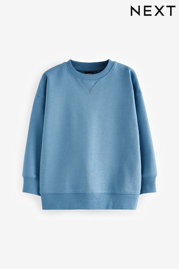 Blue Oversized Plain Crew Neck 100% Cotton Sweatshirt (3-16yrs) (B44460) | £11 - £16