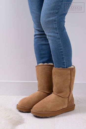 Just Sheepskin Brown Ladies Short Classic JEANS Boots (B44465) | £99