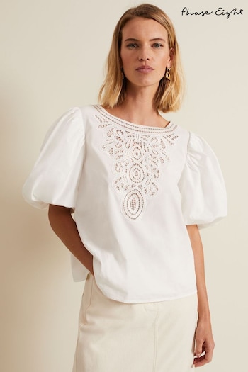 Phase Eight Lillianna Lace Front White Blouse (B44497) | £79
