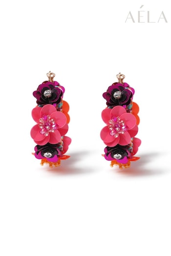 Aela Pink 3D Flower Hoops (B44503) | £14
