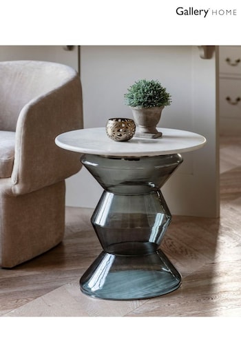 Gallery Home Clear Rabat Glass and Marble Side Table (B44506) | £380