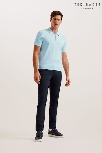 Ted Baker Blue Palton Regular Short Sleeve Textured Polo Shirt (B44530) | £85