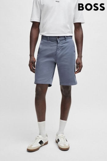 BOSS Blue Slim-Fit Shorts Tartan In Stretch-Cotton Twill (B44552) | £89
