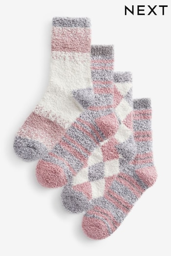 Pink/Grey Cosy Socks 4 Pack (B44564) | £14