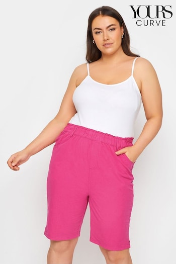 Yours Curve Pink Cool Cotton Shorts With Self Tie Waist Band (B44591) | £20
