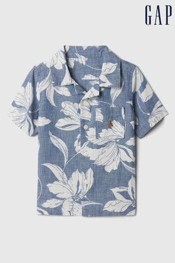 Gap Blue Brannan Bear Short Sleeve Print t-shirts Oxford Shirt (12mths-5yrs) (B44596) | £18